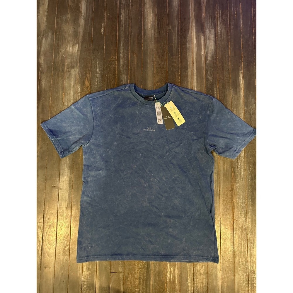Audimas Mens Acid Wash Blue Short Sleeve Crew Neck Graphic T-Shirt NWT